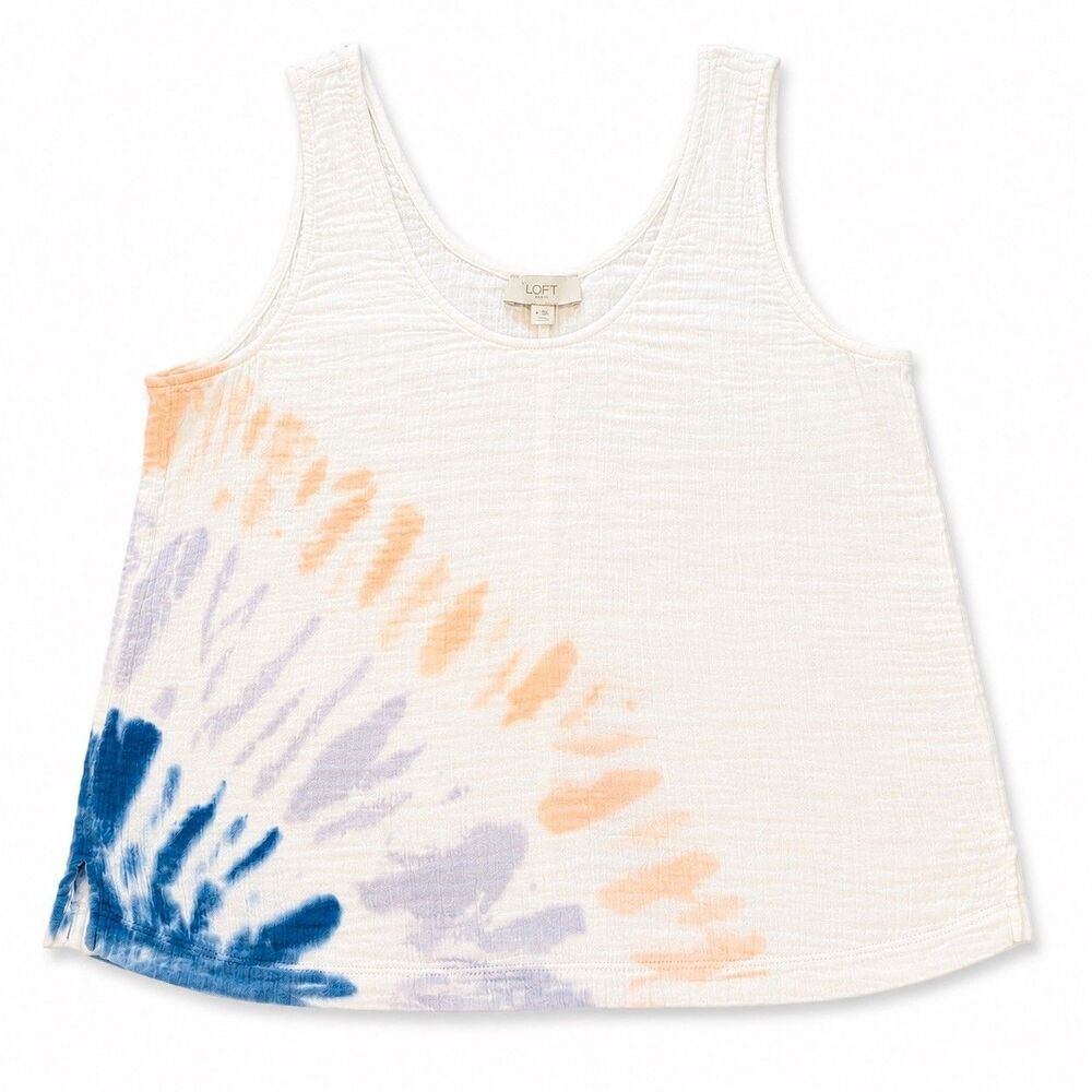 LOFT Cotton Gauze Tie Dye Tank Top Sz Small Sleeveless Beach Boho Summer - Picture 2 of 6
